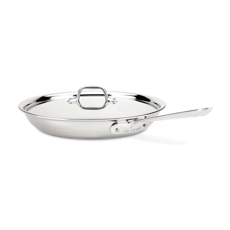 All-Clad Fry Pans & Skillets<D3 Stainless 3-Ply Bonded Cookware, Fry Pan With Lid, 12 Inch