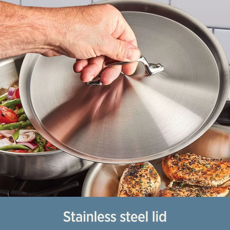 All-Clad Fry Pans & Skillets<D3 Stainless 3-Ply Bonded Cookware, Fry Pan With Lid, 12 Inch