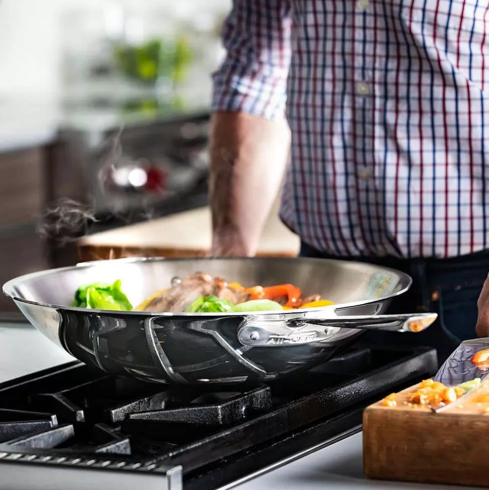 All-Clad Fry Pans & Skillets<D3 Stainless 3-Ply Bonded Cookware, Wok, 14 Inch