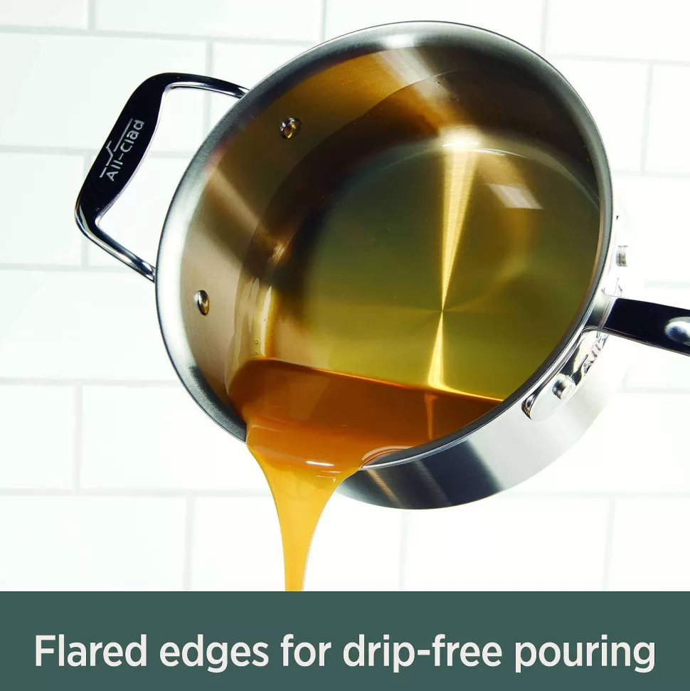 All-Clad Sauce Pans & Sauciers<D5 Stainless Brushed 5-Ply Bonded Cookware, Sauce Pan With Lid, 2 Quart