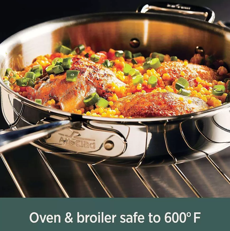 All-Clad Fry Pans & Skillets<D5 Stainless Polished 5-Ply Bonded Cookware, Chicken Fryer With Screen, 4 Quart