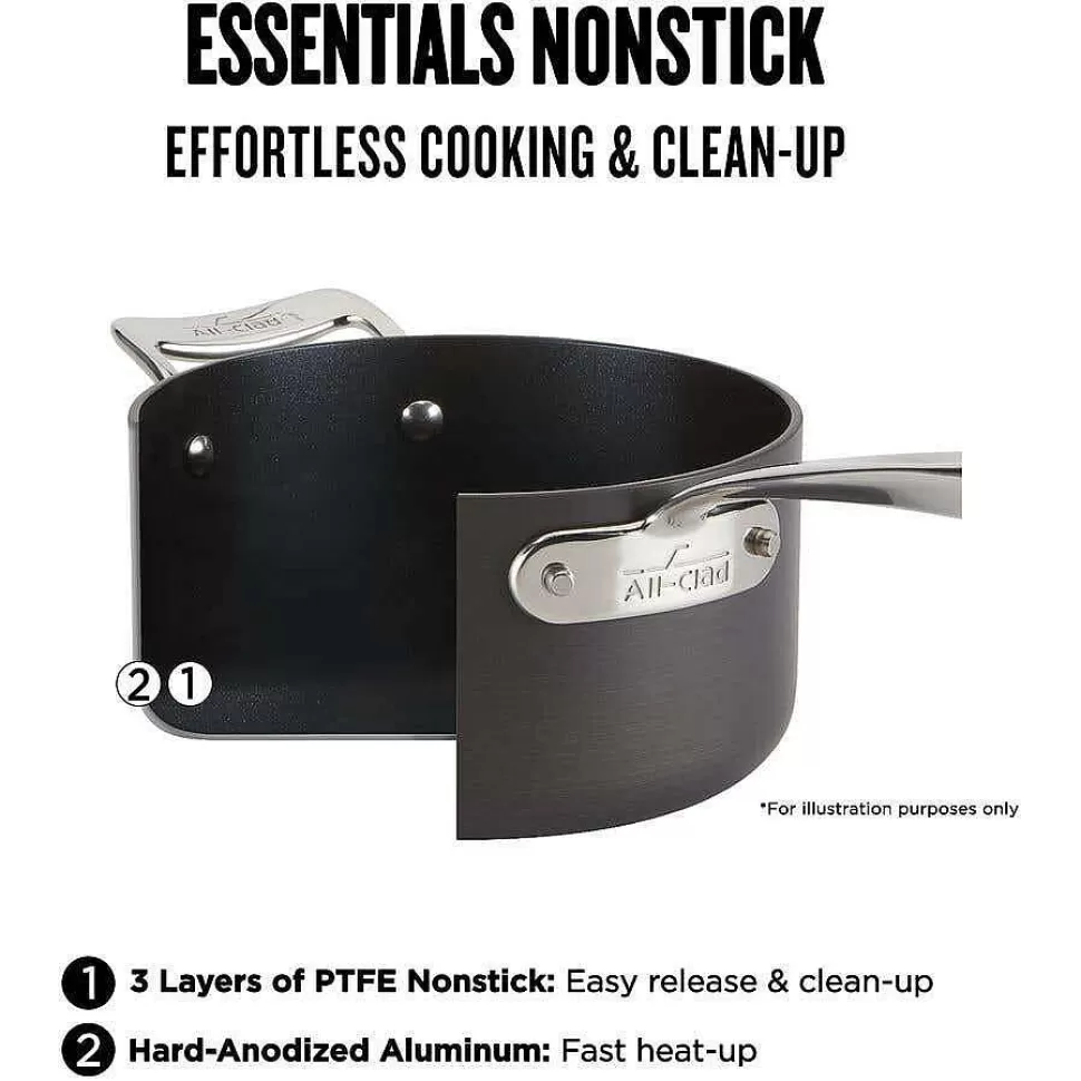 All-Clad Cookware Sets<Essentials Nonstick Cookware Set, 4 Piece Fry & Saute Set