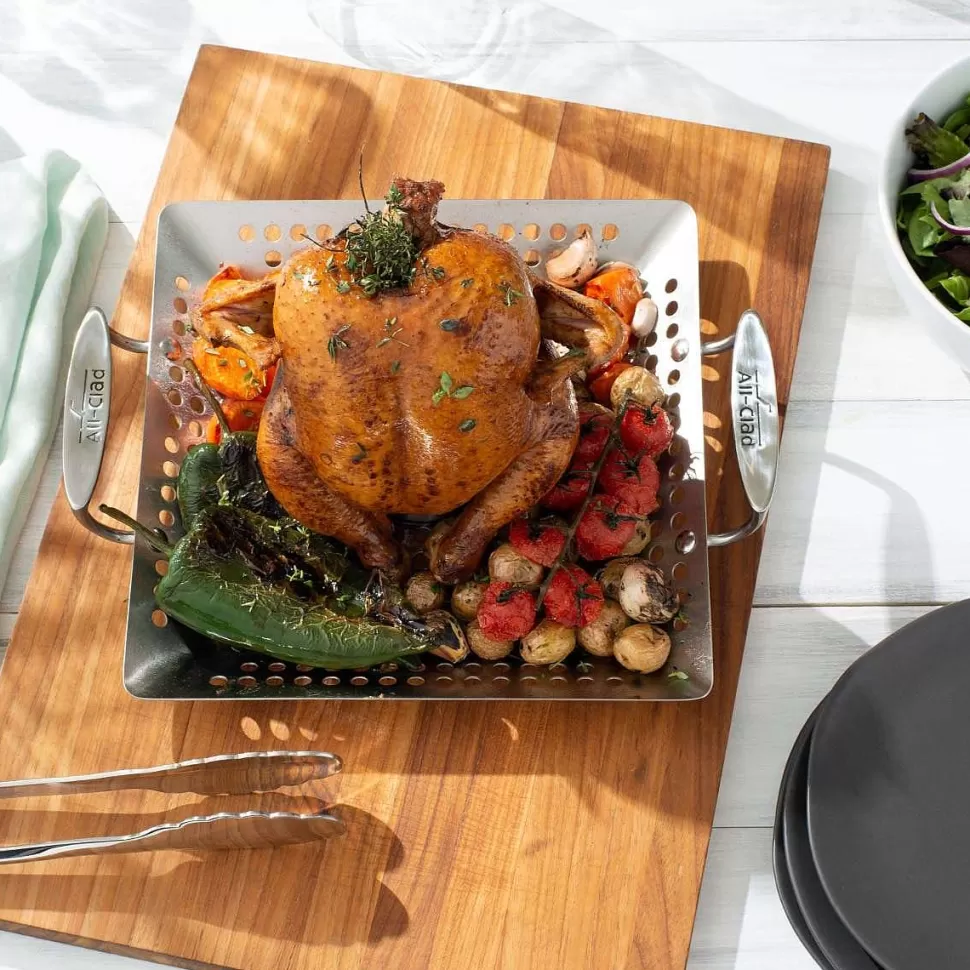 All-Clad Outdoor Cookware<Outdoor Stainless Steel Square Basket, 11 Inch